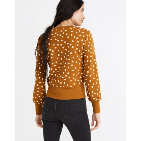 Madewell Banded Long Sleeve Crewneck Pullover Sweatshirt in Inkwell Dots Sz M - Picture 10 of 10